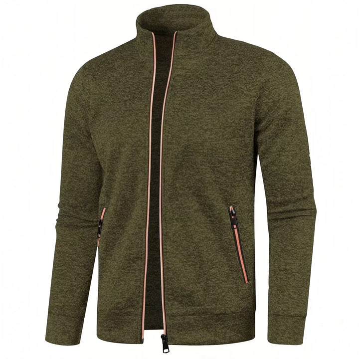 Black men's high neck long sleeve knit pullover, versatile & sophisticated.