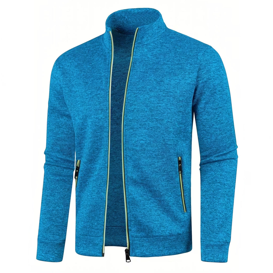 Burgundy high neck men's knit pullover, long sleeve, a stylish winter staple.