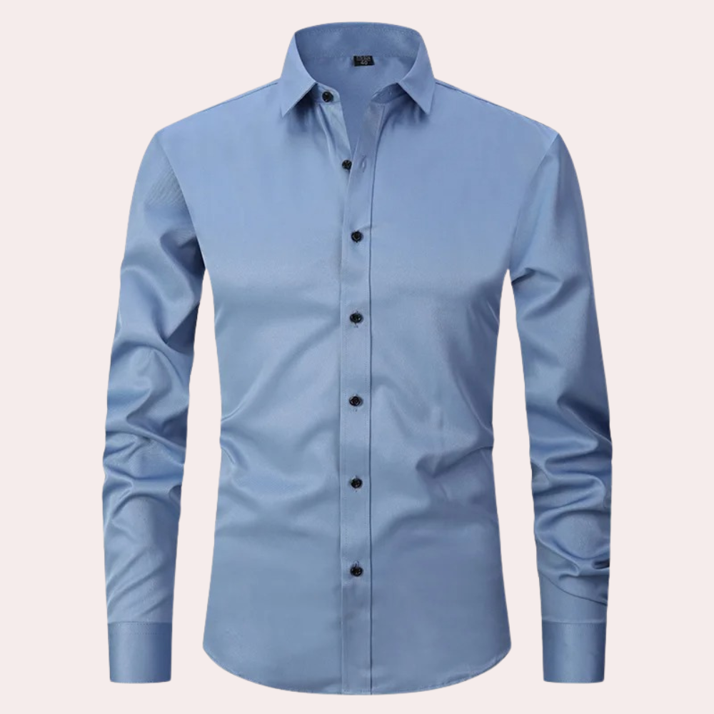 Versatile men's wrinkle-free dress shirt. Non-iron, stretch fabric for easy care and a polished look.