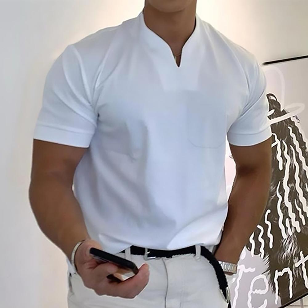 Men's notch collar short sleeve polo shirt in a modern fit, perfect for smart casual everyday wear.