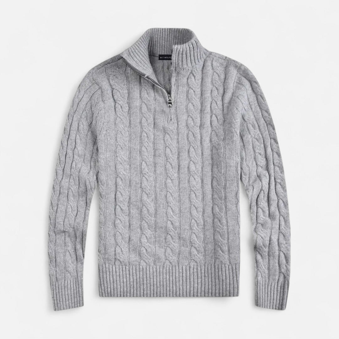 Classic men's sweater with half-zip collar, versatile and elegant menswear