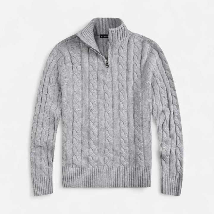 Classic men's sweater with half-zip collar, versatile and elegant menswear