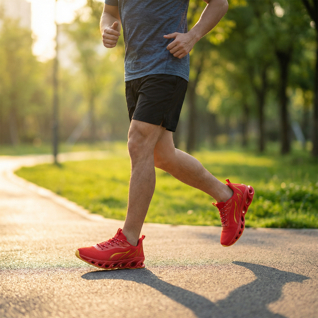 Lightweight men's walking shoes with orthopaedic cushioning for all-day comfort.