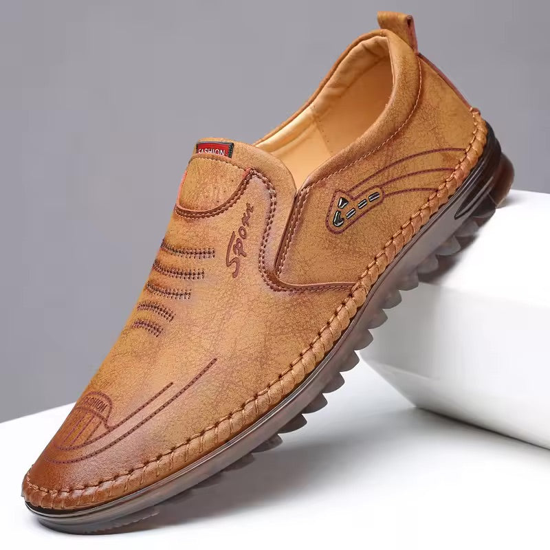 Pair of men's stylish orthopedic comfort shoes, perfect for casual wear, walking, & all-day support with pain relief.