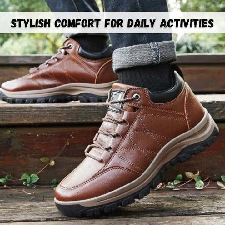 Comfortable orthopedic footwear for men, designed for hiking and long walks with superior cushioning.
