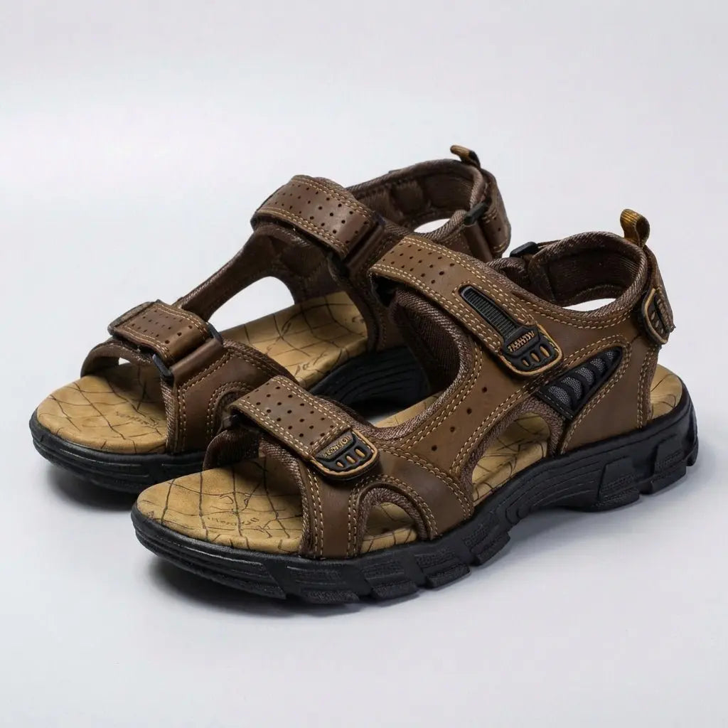 Durable men's orthopedic comfort sandals with adjustable hook-and-loop straps for a custom fit & support.