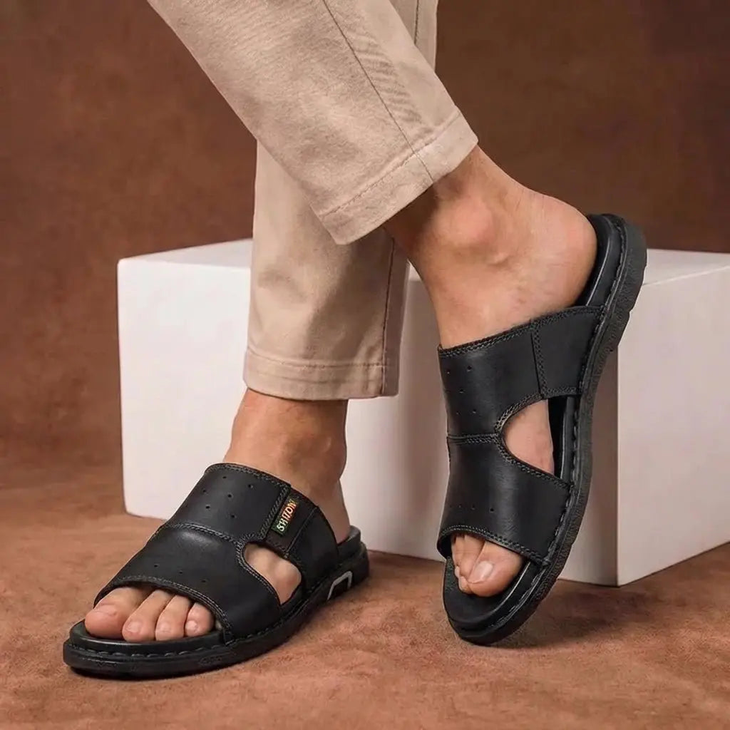 Men's orthopedic slide sandals, wide fit, for ultimate foot comfort.
