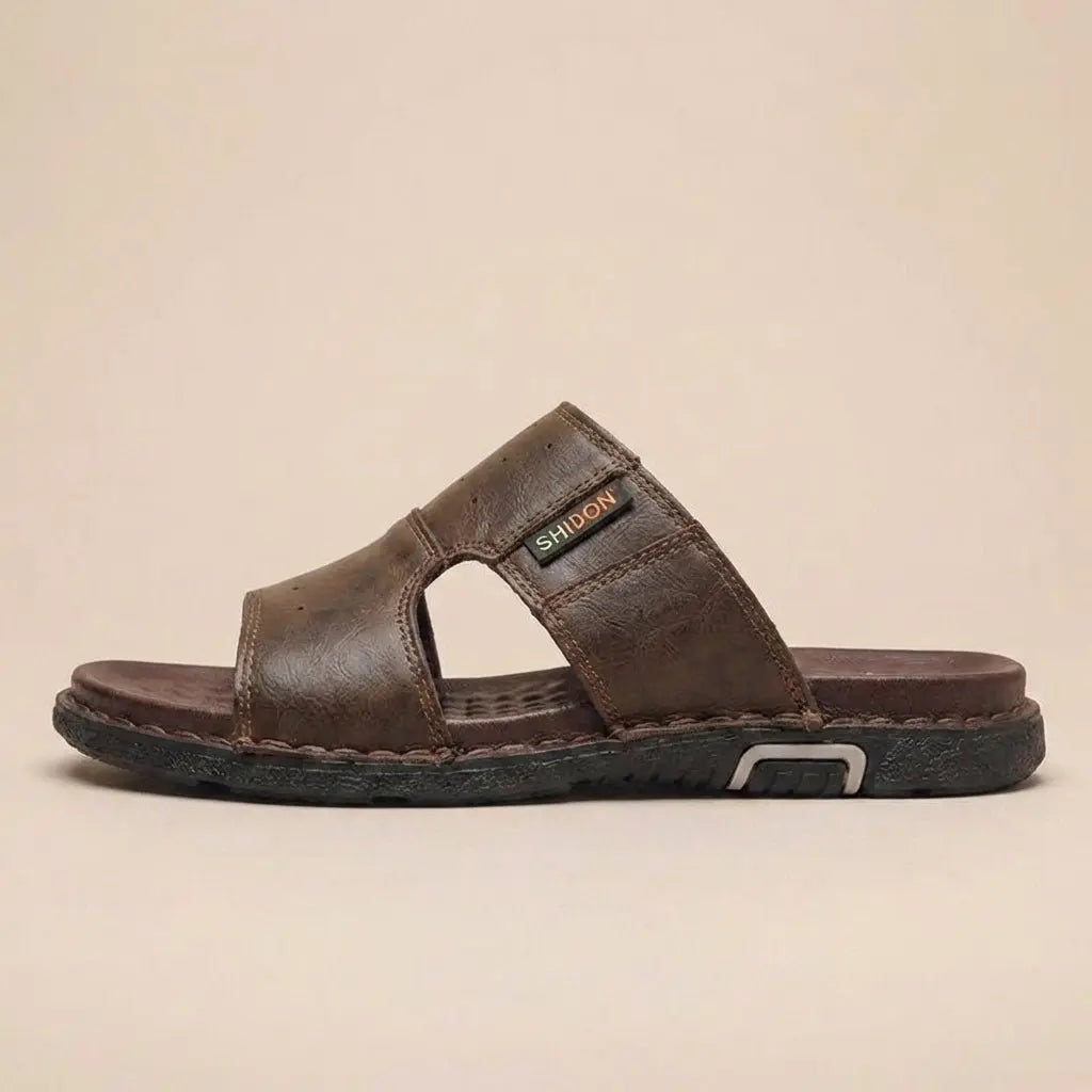 Men's foot health slide sandals, orthopedic design for wide feet and superior comfort.