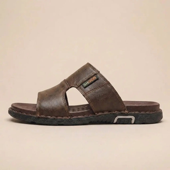 Men's foot health slide sandals, orthopedic design for wide feet and superior comfort.
