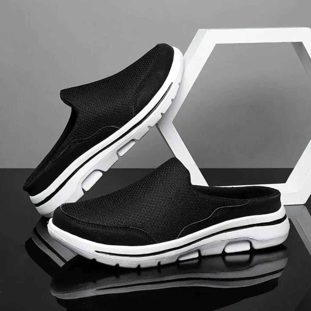 Men's casual orthopedic sandals with adjustable hook-and-loop straps and a supportive, flat sole for walking.