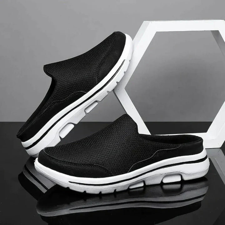 Men's casual orthopedic sandals with adjustable hook-and-loop straps and a supportive, flat sole for walking.