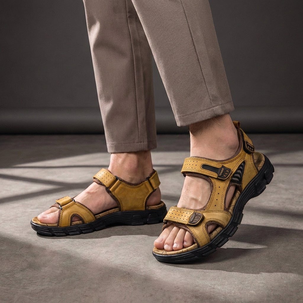 Breathable men's active sandals with arch support, perfect for summer outdoor activities & walking.