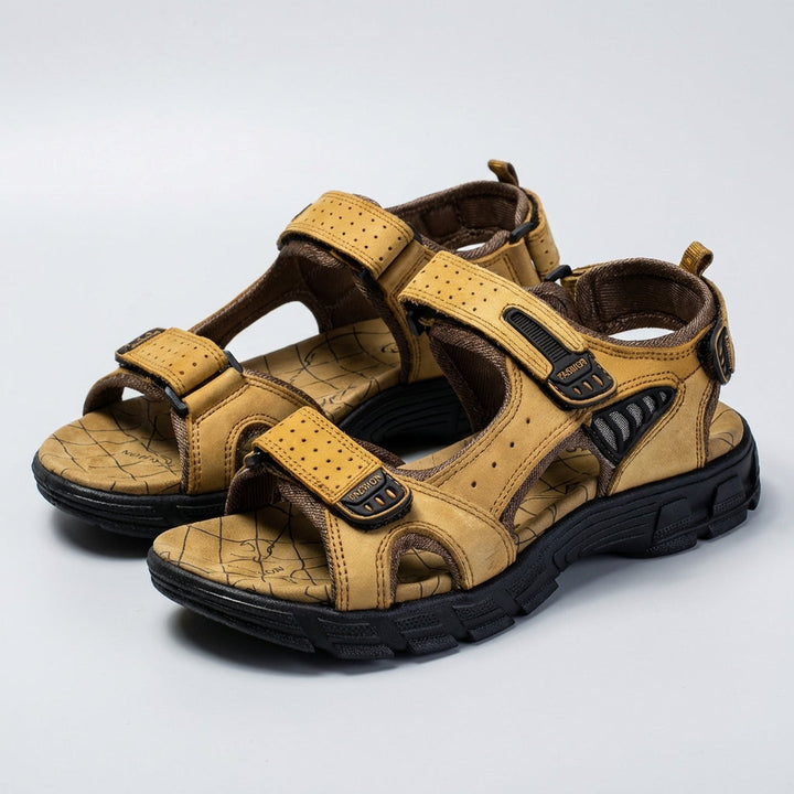 Men's orthopedic comfort sandals featuring a perforated design for airflow & superior foot support.