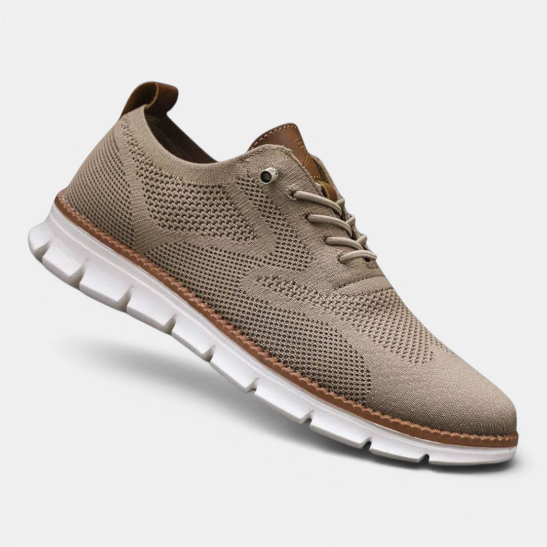 Supportive men's walking shoes with breathable fabric and anti-slip sole for secure daily wear.