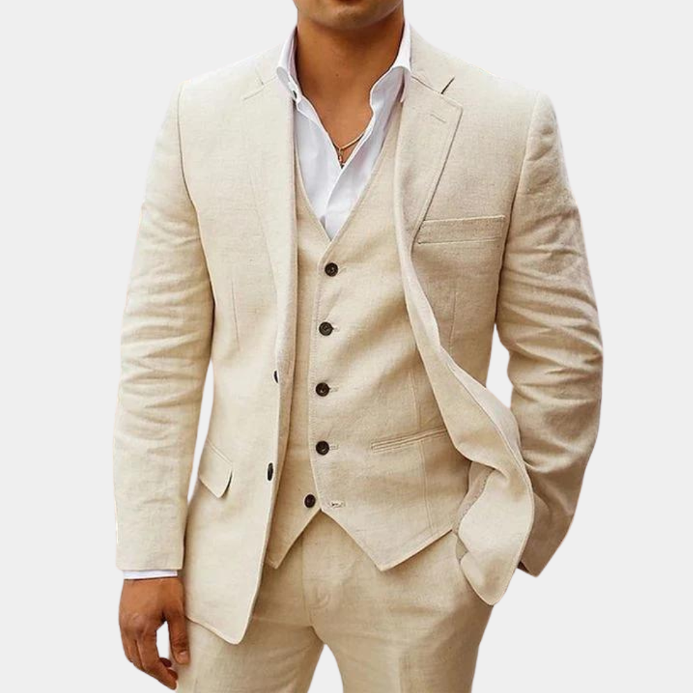 Men's Otis classic three-piece suit in navy blue with tailored waistcoat.