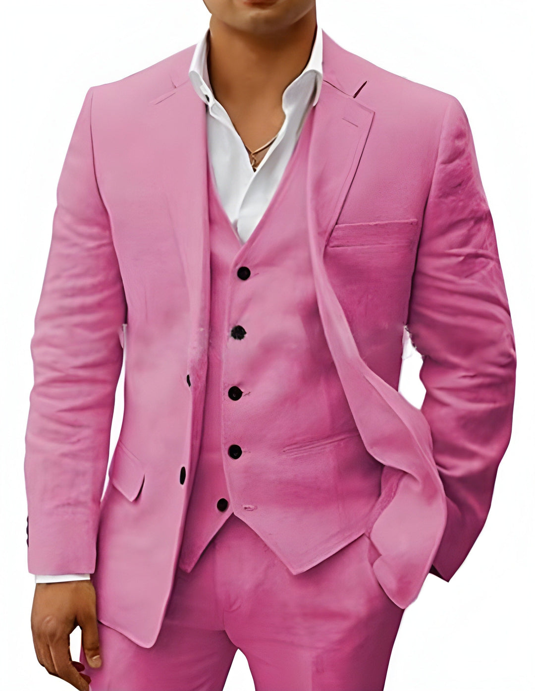 Complete three-piece suit look for men: Otis classic style with waistcoat.