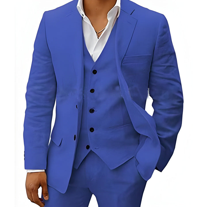 Detailed view of the buttons on a men's Otis formal wear waistcoat.