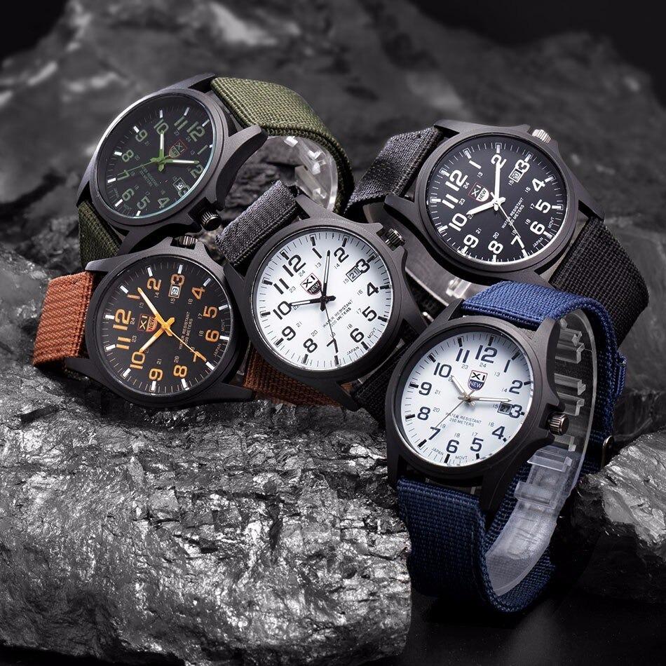 Action shot of the men's sport watch in an outdoor setting, highlighting its resilience.