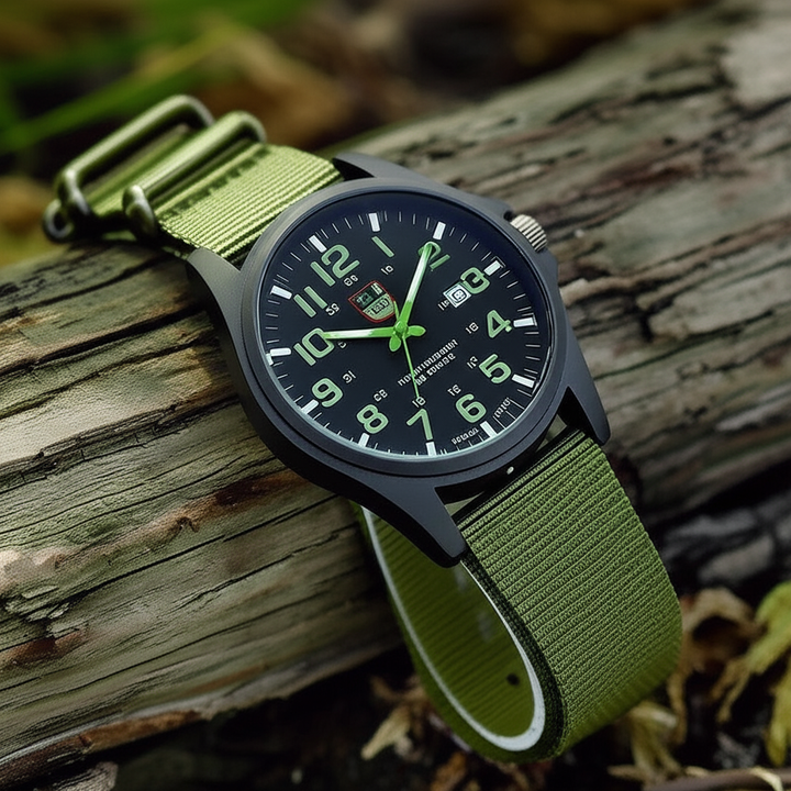 Men's stainless steel case watch, built for performance and water resistance.