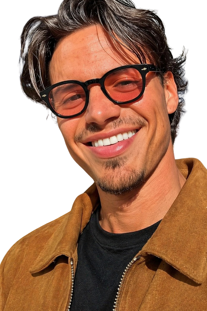 Classic men's oval thick frame tinted sunglasses; offers eye protection & chic style.