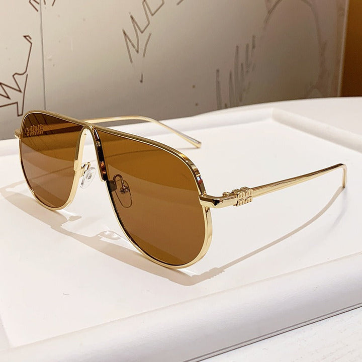 Men's luxury oversized aviator sunglasses, metallic frame, gradient lenses, UV protection eyewear for him.
