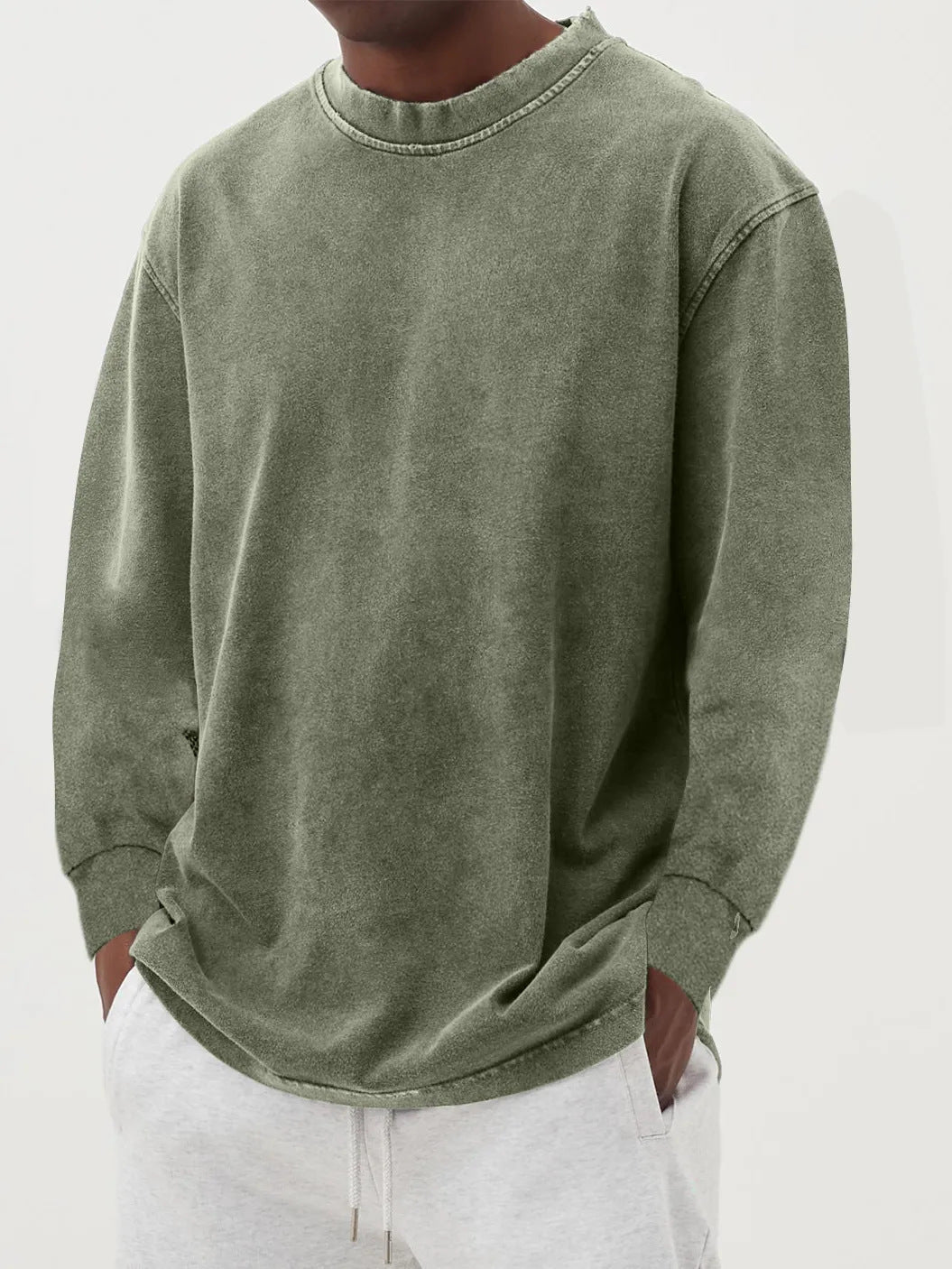 Loose fit men's oversized sweater, a comfortable crew neck pullover for casual everyday style.