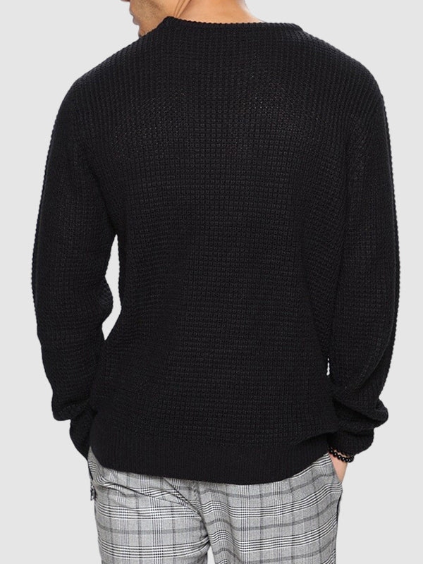 Stylish men's oversized crew neck sweater. Modern fall fashion staple with a relaxed, cozy fit.