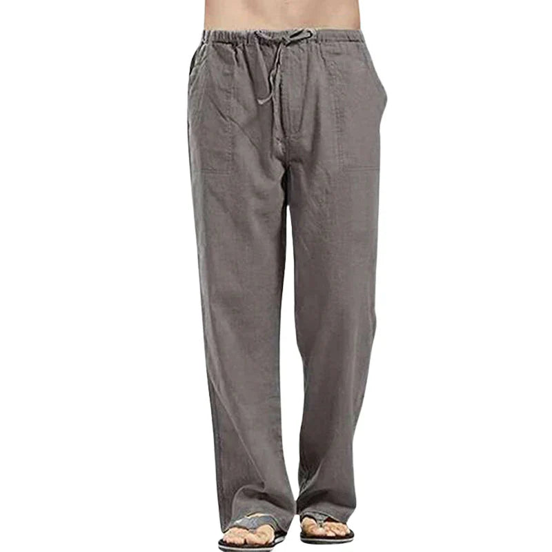 Comfortable men's wide-leg drawstring pants. Relaxed, breathable design ideal for warm weather & casual style.