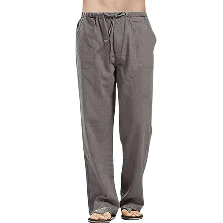 Comfortable men's wide-leg drawstring pants. Relaxed, breathable design ideal for warm weather & casual style.