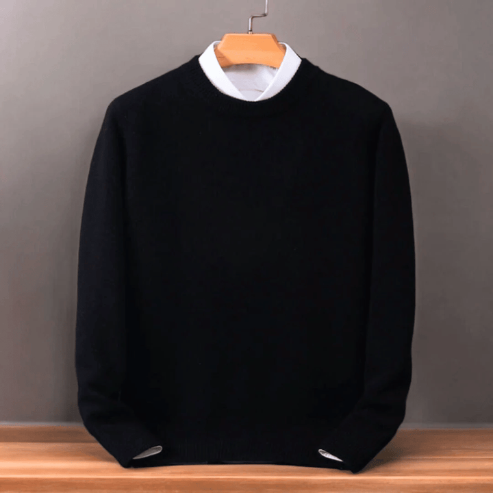 Stylish men's oversized knit pullover sweater. Essential men's apparel for comfortable autumn & winter fashion.