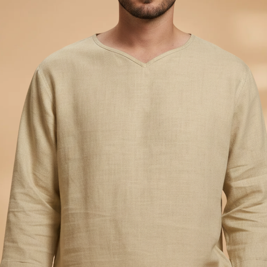 Modern men's oversized shirt, relaxed fit, button-down front. Stylish casual wear, comfortable top.