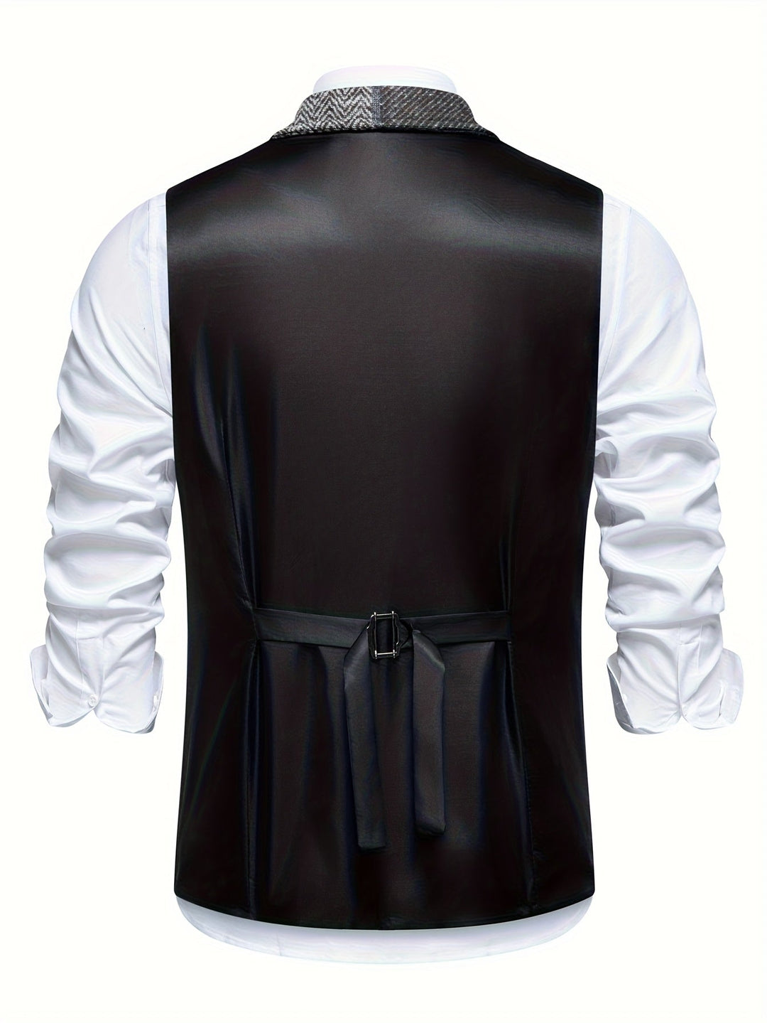 Tailored men's waistcoat featuring unique patchwork design. Perfect for formal wear or smart casual events.