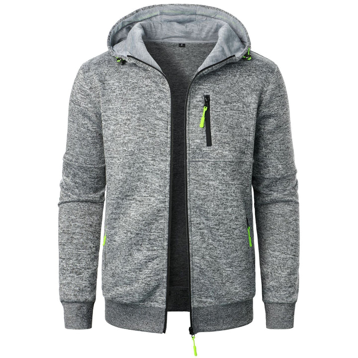 Casual men's long-sleeve patterned zip hoodie for relaxed everyday style.