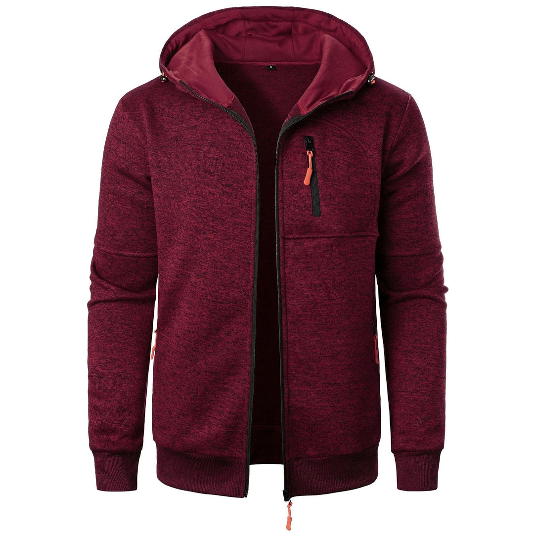 Comfortable men's patterned zip hoodie, ideal for casual everyday wear.