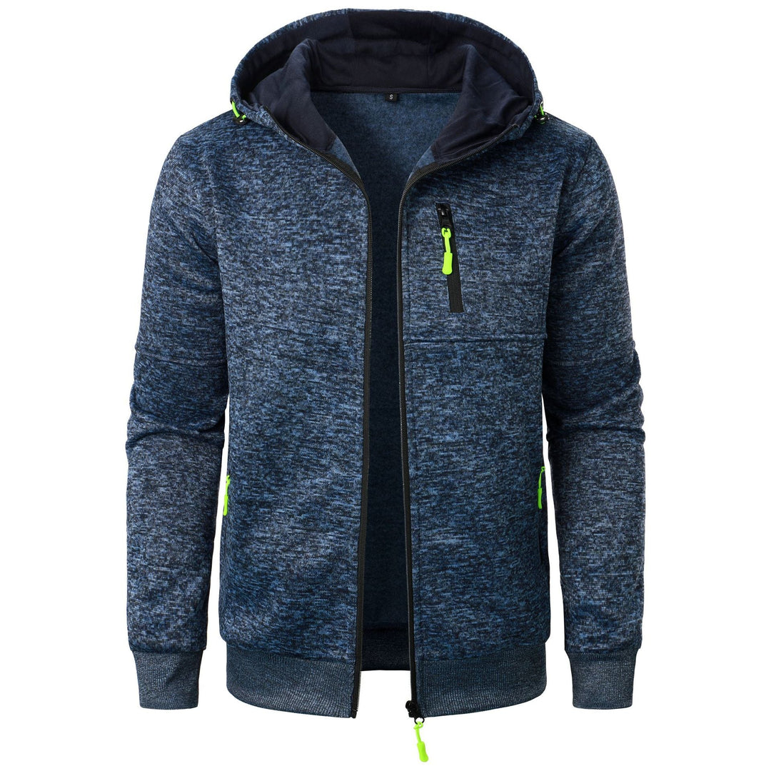 Relaxed fit men's zip hoodie with a stylish pattern for modern casual fashion.