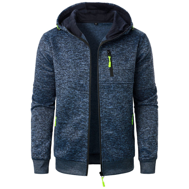 Relaxed fit men's zip hoodie with a stylish pattern for modern casual fashion.