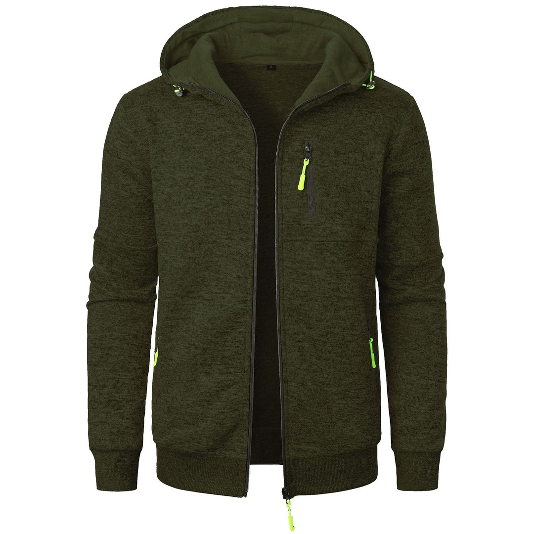 Men's fashion: long-sleeve patterned zip hoodie, a comfortable layering piece.