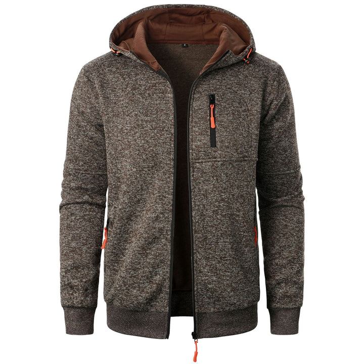 Everyday style men's patterned zip hoodie, versatile and comfortable outerwear.