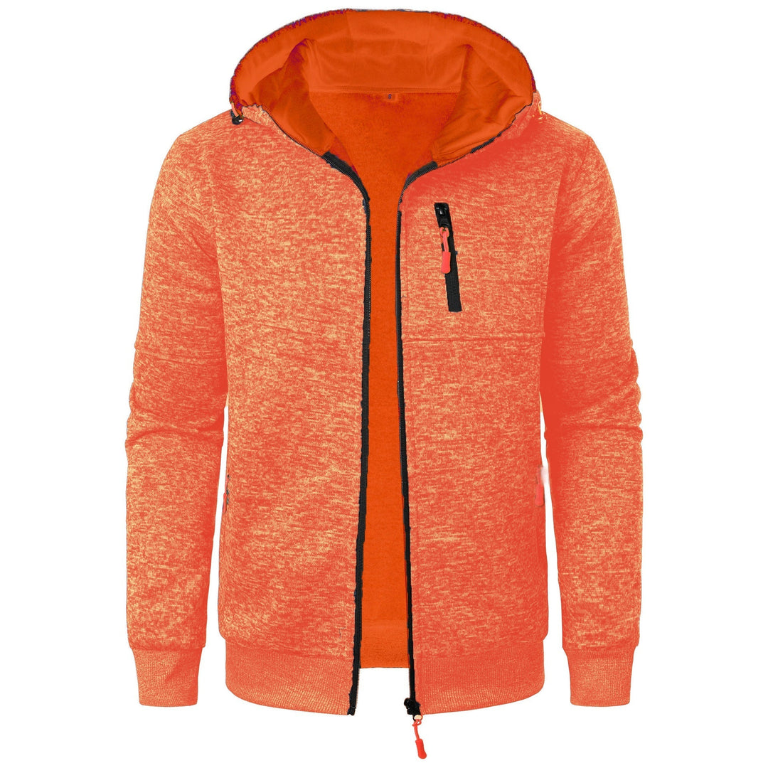 Stylish men's patterned zip hoodie, great for casual comfort and layering.