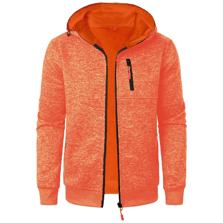 Stylish men's patterned zip hoodie, great for casual comfort and layering.