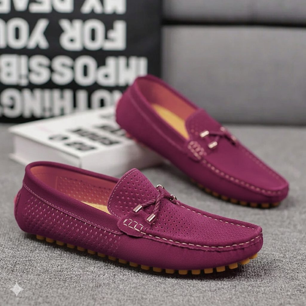 Perforated slip-on loafers for men, a versatile shoe with a breathable design for all seasons.