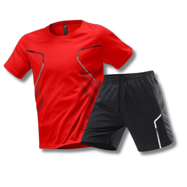Athletic men's sportswear set, ideal workout gear for gym training, running, and active lifestyles.