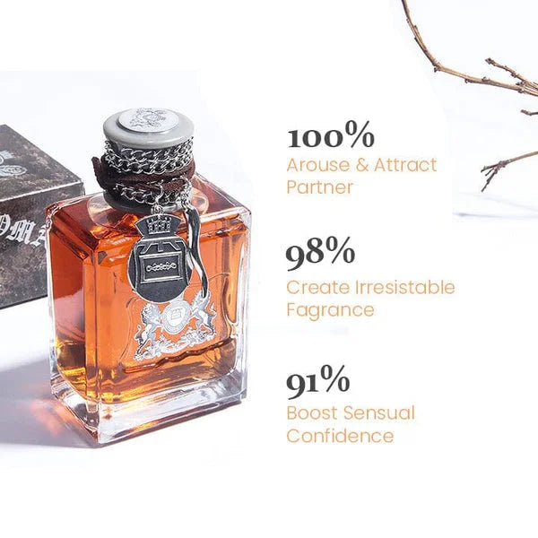 Lifestyle image of a man wearing Attractura pheromone cologne, exuding a seductive aroma.
