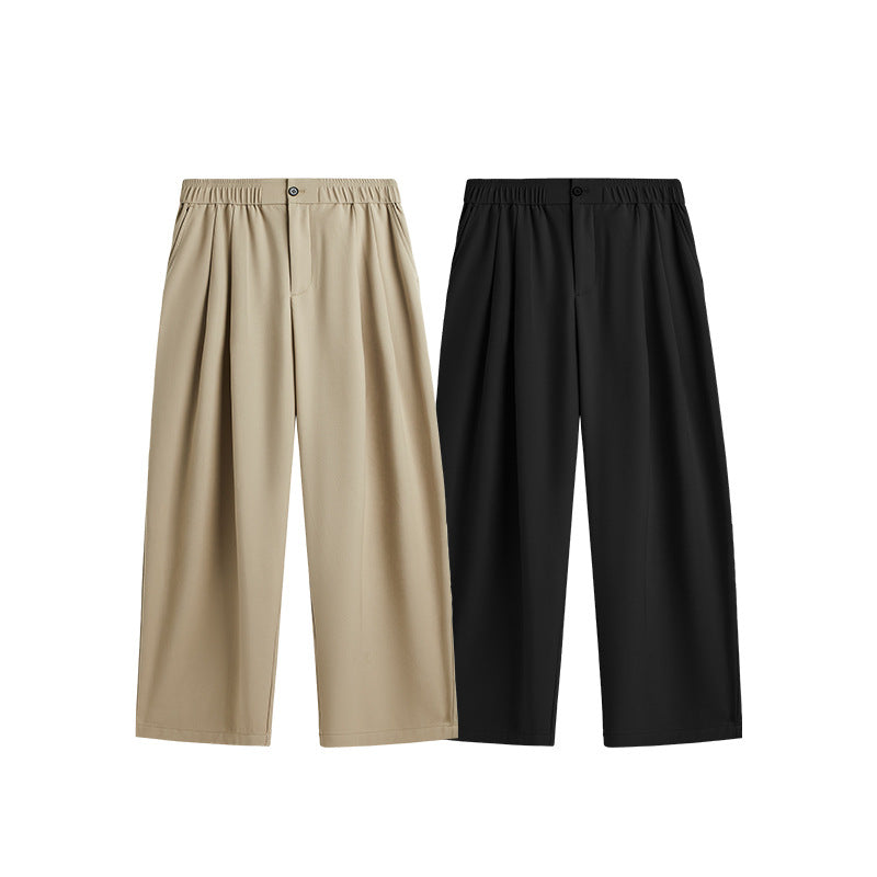 Pleated wide leg men's pants with adjustable drawstring. Designed for relaxed fit & ultimate comfort.