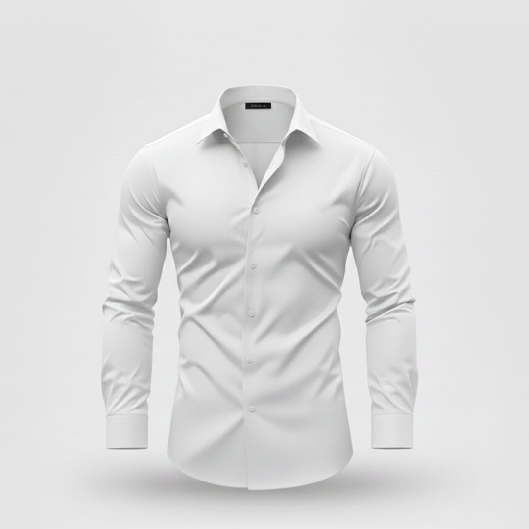 Men's solid long-sleeve button-down shirt. Polished style for business casual, formal casual, and everyday wear.