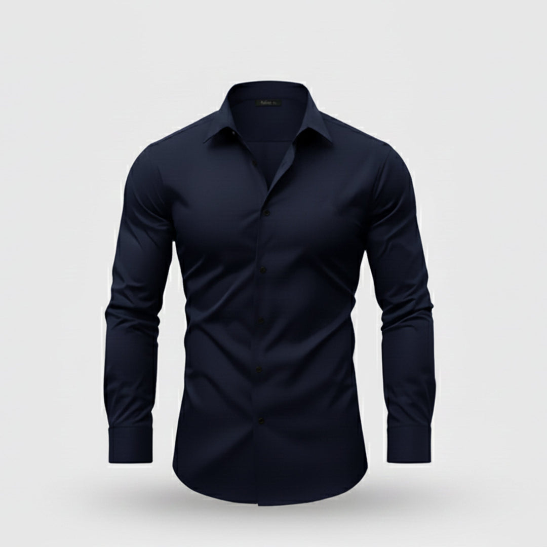 Sophisticated men's long-sleeve button-down shirt for a polished, business casual or formal casual style. Solid.