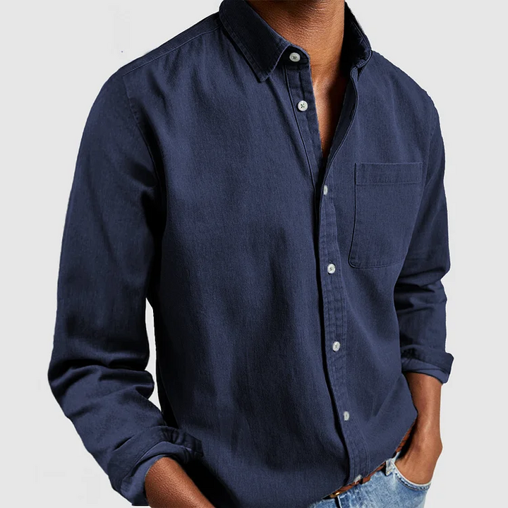 Men's premium casual shirt, long sleeve, modern style for effortless comfort & smart casual everyday wear.