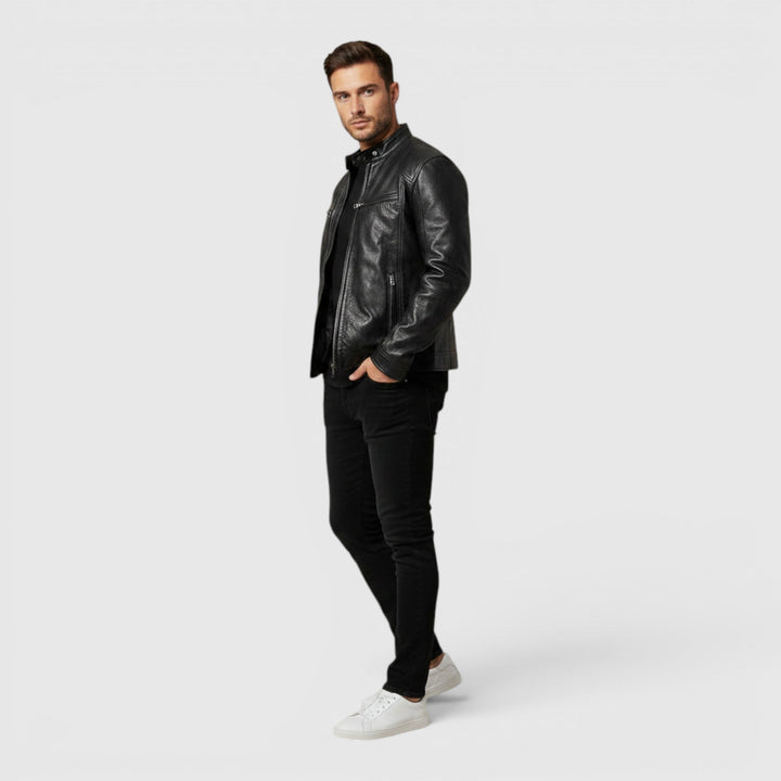 Durable men's classic fit zip jacket, versatile outerwear for spring, fall & winter.