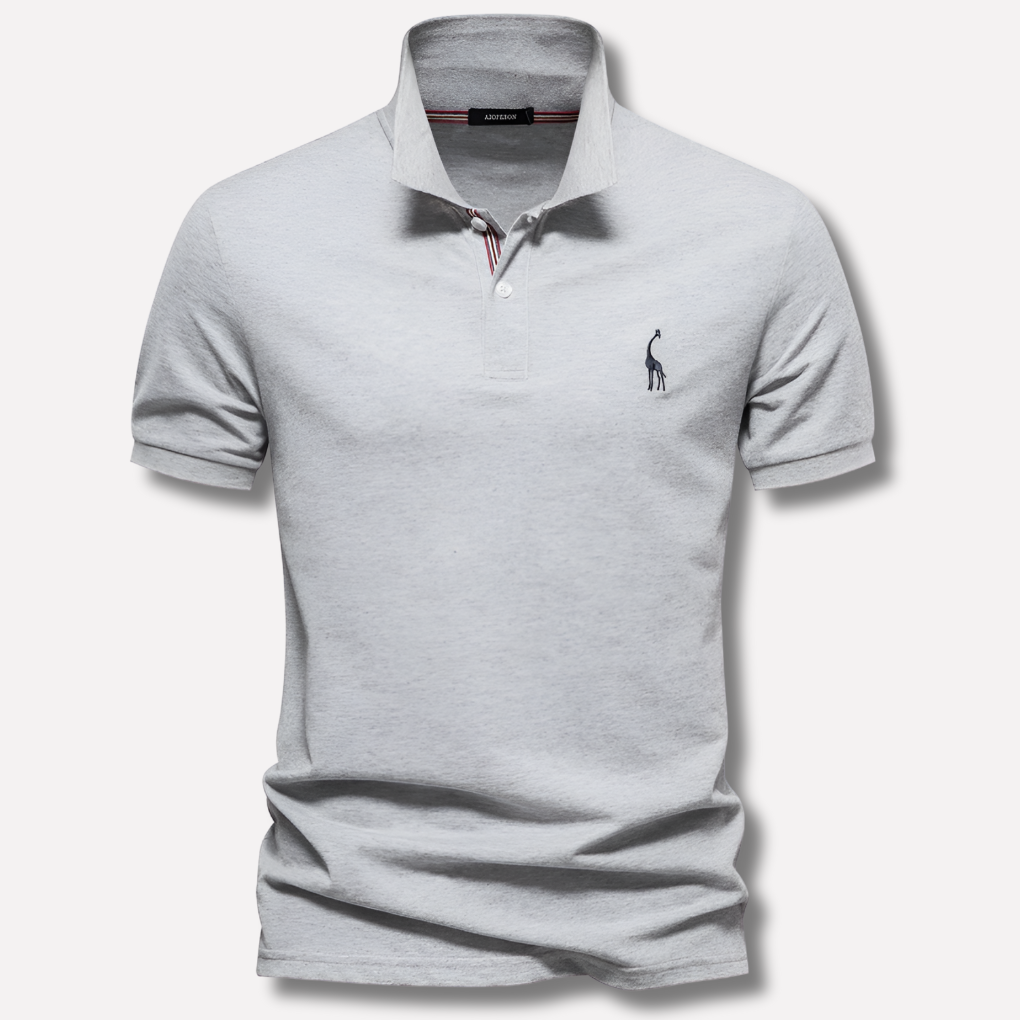 Casual men's premium cotton polo shirt with deer embroidery, ideal for summer fashion style.