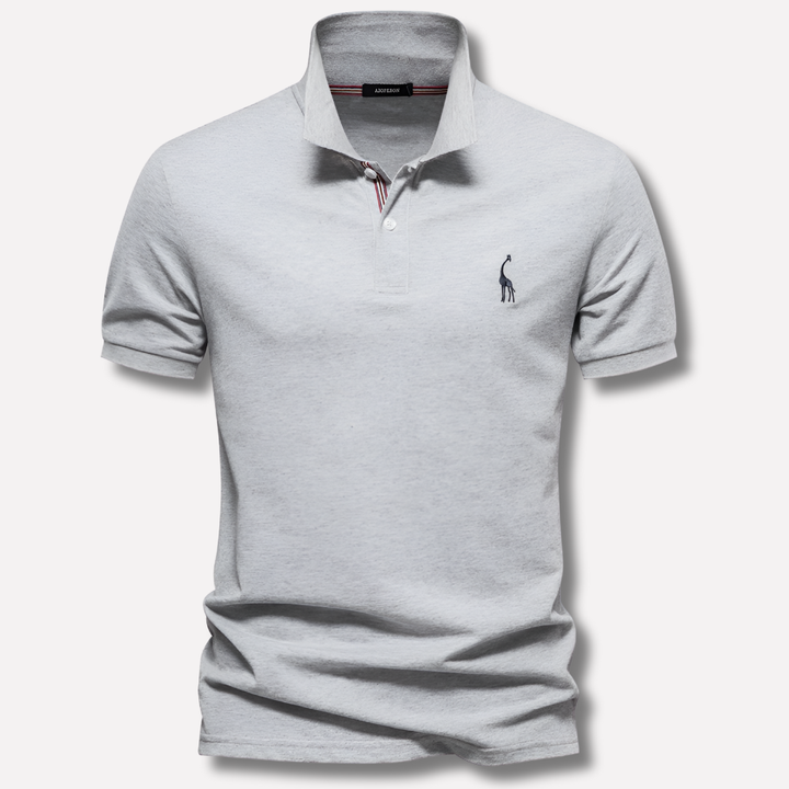 Casual men's premium cotton polo shirt with deer embroidery, ideal for summer fashion style.